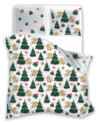 Produktbild von Bettwäschegarnitur 140x200 cm + 2x 70x90 cm Weihnachtsmotive Wendebettwäsche 140 x 200 cm + 70 x 90 cm - Geschenke