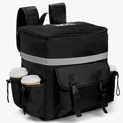 Produktbild von Essensliefertasche mit 4 Getränkehaltern, wasserdichte, isolierte Einkaufstasche für die Lieferung von Fahrrädern, warmen und kalten Speisen, Camping