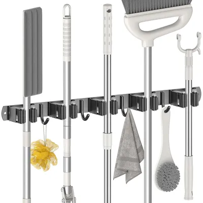 Image de Support adhésif pour balai avec 5 supports et 4 crochets