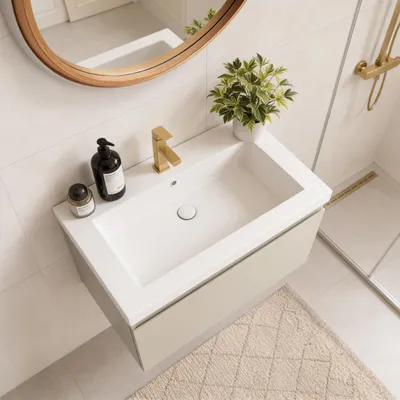 Zdjęcie produktu dla LOMAZOO SORRENTO 60 cm, greige, biała umywalka