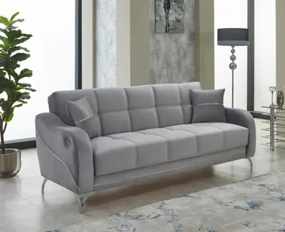 Produktbild von Dreisitzer Polstersofa Couch 3 Sitzer Stoffsofa Grau Sofa Design