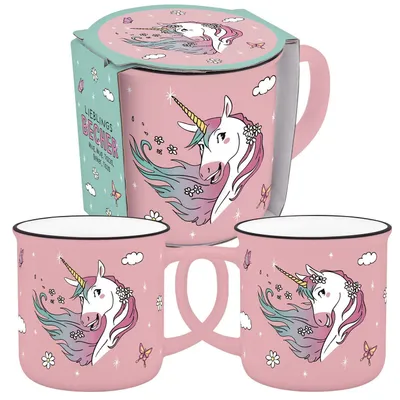 Produktbild von Sheepworld Kinderbecher Einhorn Motiv aus Porzellan, 350 ml, H 8,4 cm, Ø 9 cm, mikrowellen- & spülmaschinengeeignet