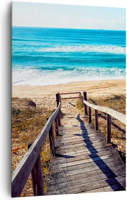 Produktbild von Bild auf Leinwand - Leinwandbild - Einteilig - Meer Strand Eintritt - 80x120cm - Wand Bild - Wanddeko - Wandbilder - Leinwanddruck - Wanddekoration - Leinwand bilder - Wandbild - PA80x120-4359