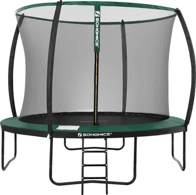 Produktbild von SONGMICS Trampolin Ø 366 cm mit Leiter + Netz + Stangen + Abdeckung sicher Fitnessgerät rundes Gartentrampolin schwarz