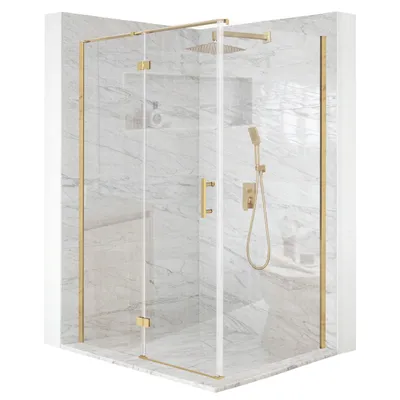 Produktbild von Duschkabine 120 x 80 cm, Schwingtür, goldfarbenes ESG-Glas 6 mm + Beschichtung