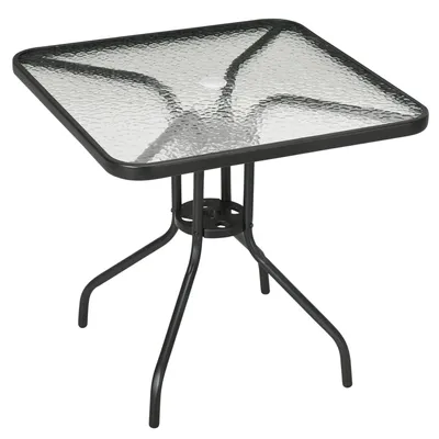 Produktbild von Outsunny Gartentisch Abnehmbar Metall 76x76 cm Wetterfest quadrarisch Balkontisch mit Schirmloch, rutschfest Buffettisch Campingtisch Terrassentisch