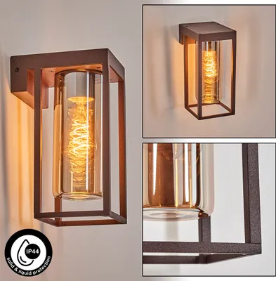 Produktbild von Nardò Außenwandlampe aus Metall/Glas in Rostfarben/Bernsteinfarben
