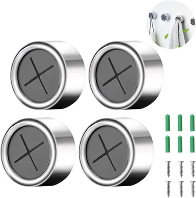 Produktbild von Geschirrtuchhalter, 4 Stück Handtuchhalter im Set, ABS Handtuchhaken Runden Handtuchklemme, für Bad, Küche und Haushal,Selbstklebender - Silber