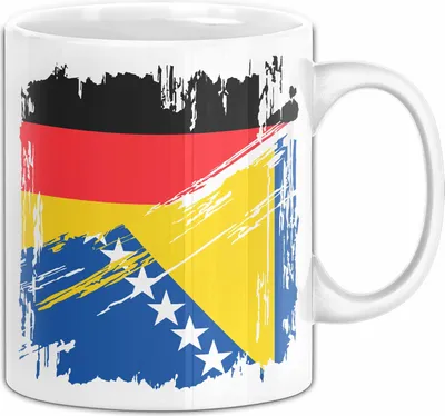 Produktbild von Bosnien Und Herzegowina Deutschland Flagge Halb Deutscher Halb Bosnier Fußball Germany 2024 Europa Bosnia And Herzegovina (Weiß)