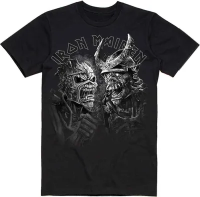 Image de Iron Maiden Senjutsu Large Têtes en niveaux de gris Noir M T-shirt