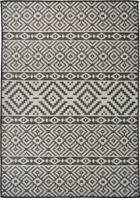 Productafbeelding van Buitenkleed met patroon platgeweven 140x200 cm zwart