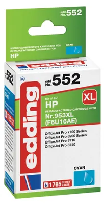 Produktbild von Edding EDD-552, Hohe (XL-) Ausbeute, Cyan, 26 ml, 1 Stück(e), 1765 Seiten, Einzelpackung