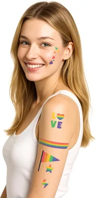 Produktbild von Bunte Regenbogen Tattoos Pride - Einheitsgröße