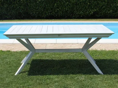 Immagine prodotto di Tavolo da esterno allungabile in legno bianco SANUR