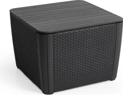 Produktbild von Keter Gartentisch Luzon Plus, graphit, Deckel abnehmbar, mit Stauraum, Kunststoff, flache Rattanoptik