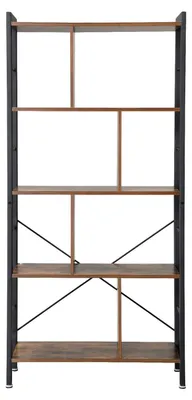 Immagine prodotto di Libreria a 5 ripiani | Colore vintage marrone e nero | 74x30x154,5 cm