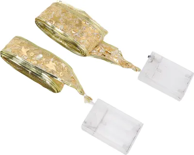 Zdjęcie produktu dla 2 szt Lampki choinkowe na wstążce 2 szt Lampki choinkowe na wstążce do dekoracji Złote ciepłe światło 5 cm 3,8 cm