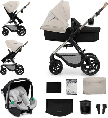 Immagine prodotto di Passeggino 3-in-1 - Navicella da viaggio - Passeggino per la città - Sedile 2-in-1 - Adatto fino a 27 kg - Grigio