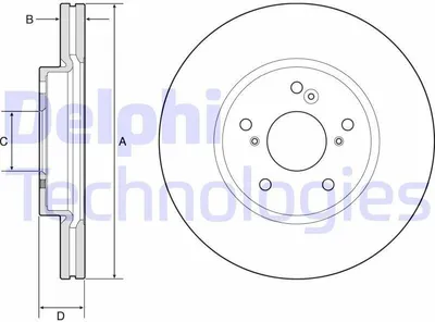 Produktbild von 2x DELPHI Bremsscheibe BG4785C für HONDA HR-V (RU) Accord IX Limousine (CR)