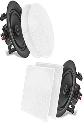Obrázok produktu pre Pyle vstavaný stropný reproduktor, 16,5 cm stropný reproduktor Bluetooth, výškový reproduktor, plochý reproduktor, 200 W - 2-pásmový nástenný reproduktor, stropný reproduktor - do kancelárie