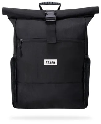 Produktbild von Schwarze Recycling-PET-Rolltop-Rugzak mit Laptopfach