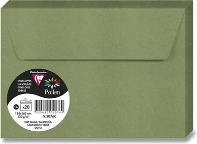 Image de Pollen by Clairefontaine Enveloppe C6 vert sauge 20 enveloppes