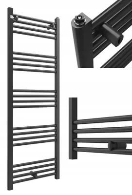 Obrázek produktu pro Granitan – koupelnový radiátor – sušák na ručníky – 140 × 50 cm – černý – ohřívač ručníků – PUERTO
