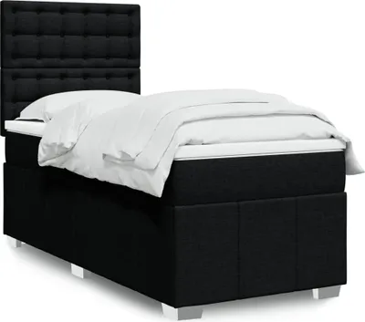 Produktbild von Schlichtes Boxspringbett mit Matratze - Schwarz 100x200 cm Stoff Design Klassische Betten 7762995