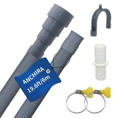 Produktbild von Ablaufschlauch für Waschmaschine, 6 Meter, mit Klemme und Anschlussstück