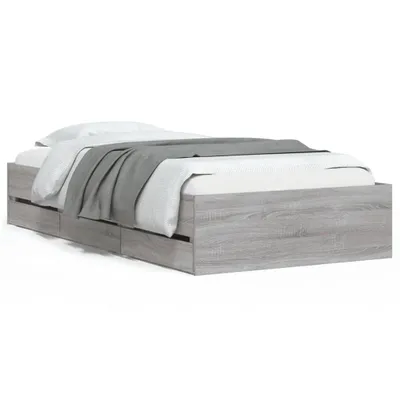 Produktbild von vidaXL Bettgestell mit Schubladen Grau Sonoma 90x200 cm Holzwerkstoff