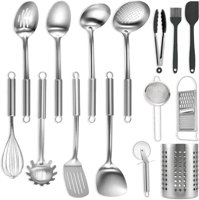 Productafbeelding van Keukengerei set 15-delig, rvs, vaatwasserbestendig, hittebestendig, voor keuken