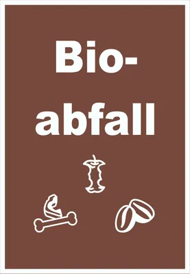 Produktbild von Bioabfall Mülltrennung Schild Text Symbol Essen hochkant A1 Rückseite selbstklebend