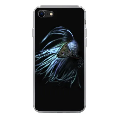 Produktbild von MuchoWow® Handyhülle Schutzhülle Hülle für iPhone SE 2020 Fisch - Schwanz - Schwarz Silikon Softcase Handy Hülle - Kartenbesitzer
