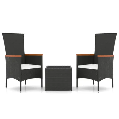 Produktbild von vidaXL 3-tlg. Garten-Lounge-Set Schwarz Poly Rattan & Stahl