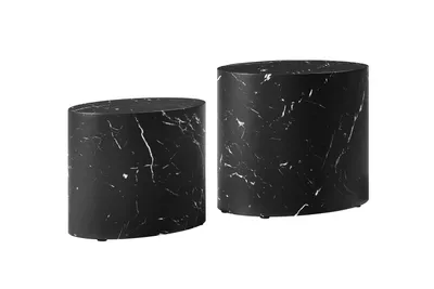 Produktbild von SalesFever Couchtisch 2er Set | oval | MDF foliert in Marmoroptik | B 40/48 x T 24,5/33 x H 33/40 cm | schwarz