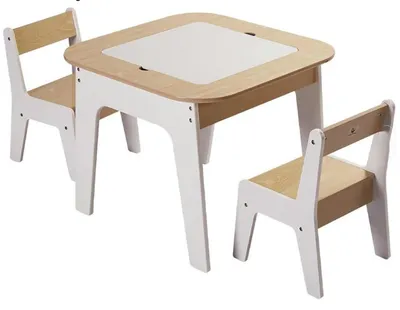 Zdjęcie produktu dla Nowy zestaw stolik i 2 krzesła 3w1 biały kolor BDMU KIDS. Solidne wykonanie