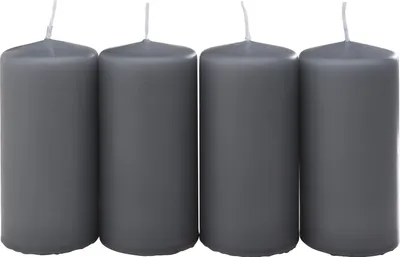 Produktbild von Wenzel Stumpenkerze 6x12 cm 4er Set Anthrazit