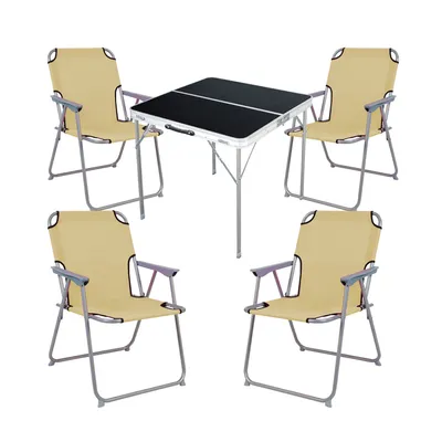 Produktbild von 5-teiliges Campingmöbel Set Alu L80xB80xH70cm Beige