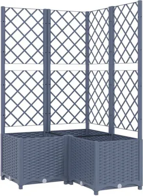 Produktbild von vidaXL Pflanzkübel mit Rankgitter Blaugrau 80x80x136 cm PP