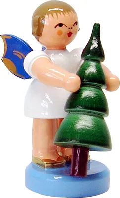 Immagine prodotto di Angelo con albero di Natale in piedi ali blu Altezza circa 6 cm NUOVO