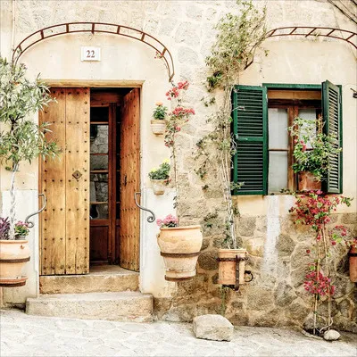 Produktbild von Glasbild Mediterranean House II GLA2781 50x50 cm