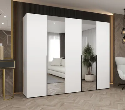 Obrázek produktu pro Šatní skříň 250 cm ASUDA se zrcadly - bílá / černá