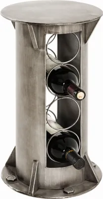 Produktbild von Rundes Flaschenregal für 4 Flaschen, anthrazit, Metall, Ø 26 cm, H 47 cm