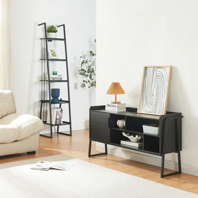 Produktbild von Möbelset ‘Storfjord’ 2-tlg. 1x Leiterregal und 1x TV Schrank Metall Schwarz