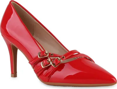 Produktbild von VAN HILL Damen Spitze Pumps Schnallen Stiletto Absatzschuhe Schuhe 841480, Farbe: Rot, Größe: 38
