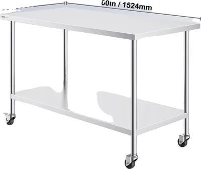Image de Table de travail, en acier inoxydable, réglable en hauteur, dimensions 76 x 152 cm (30 x 60 pouces)