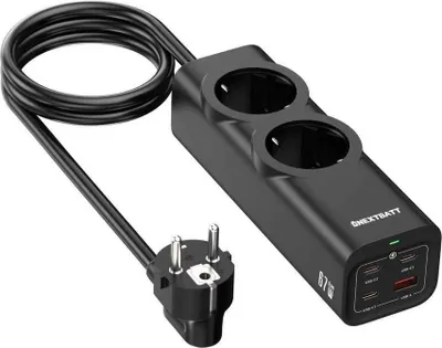 Image de Multiprise à charge rapide NEXTBATT 67 W, 2 ports (3 USB-C, 1 USB-A), 2 m - Noir