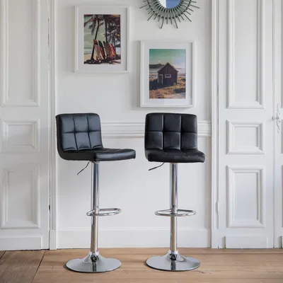 Produktbild von MIKE Barhocker schwarz, höhenverstellbar, 360° drehbar, T 46,5 x B 39 x H 86-106 cm