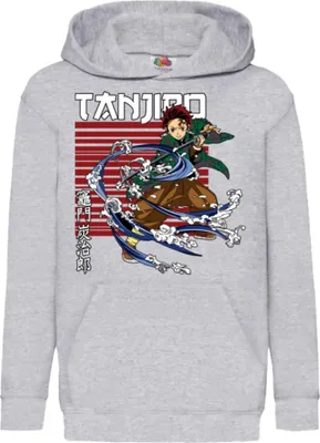 Produktbild von Kinder Kapuzenpullover Demon Anime Slayer Tanjiro Kamado 01, 12-13 Jahr - 152 / Grau
