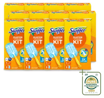 Obrázek produktu pro 12 kusů startovací sady Swiffer Duster s 3 náhradními náplněmi Febreze - balení